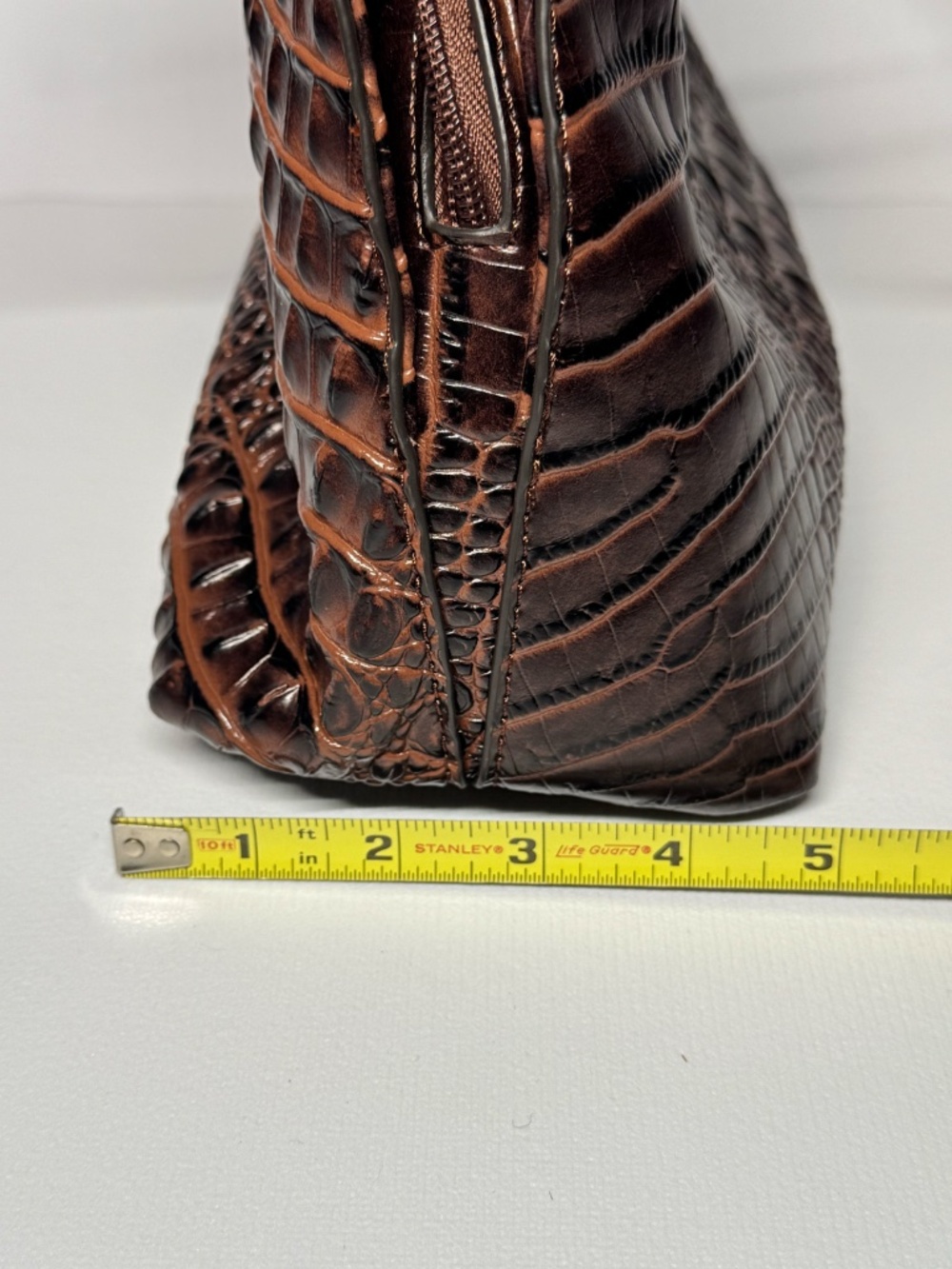 Liz Claiborne Brown Croc Embossed Satchel Handbag Faux Alligator Purse - Picture 13 of 14